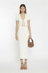 Vanilla Ribbed Tie-Front Crop-Top