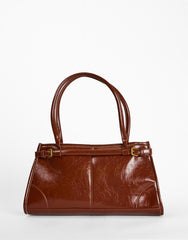 Dark Brown Buckle Detail Shoulder Bag