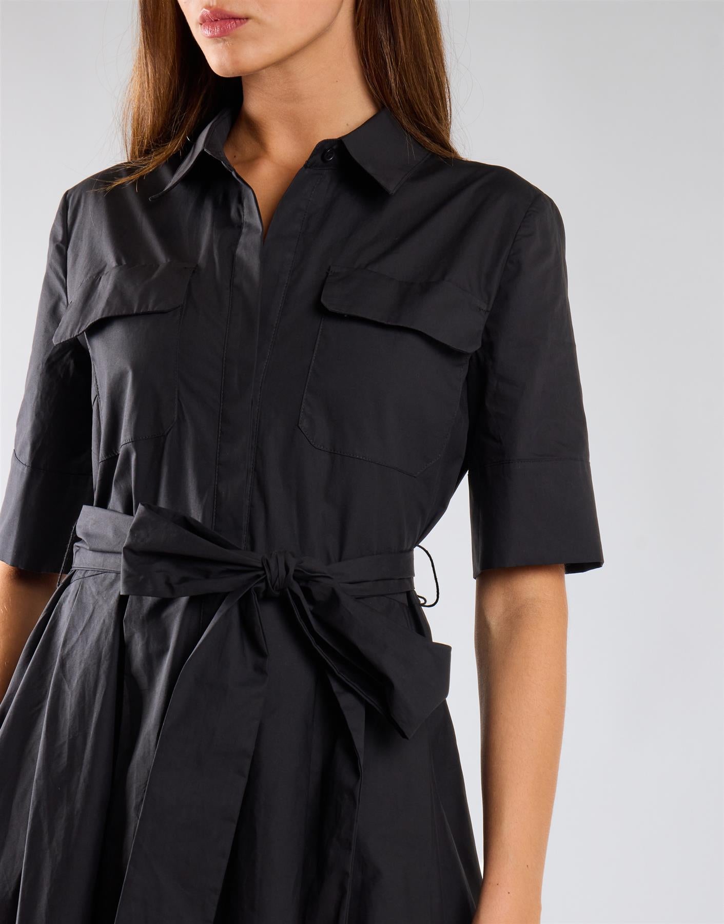Black Belted Shirt Dress
