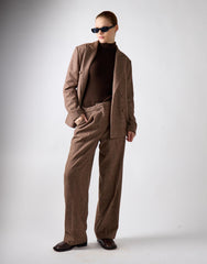 Brown Marl Straight Leg Trousers