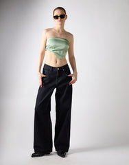 Sage Green Sateen Badana Strapless Top