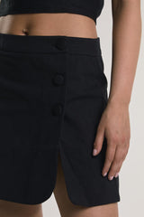 Black Button-Up Mini-Skirt