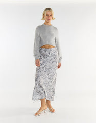 Grey-Marl Crew-Neck Crop-Jumper