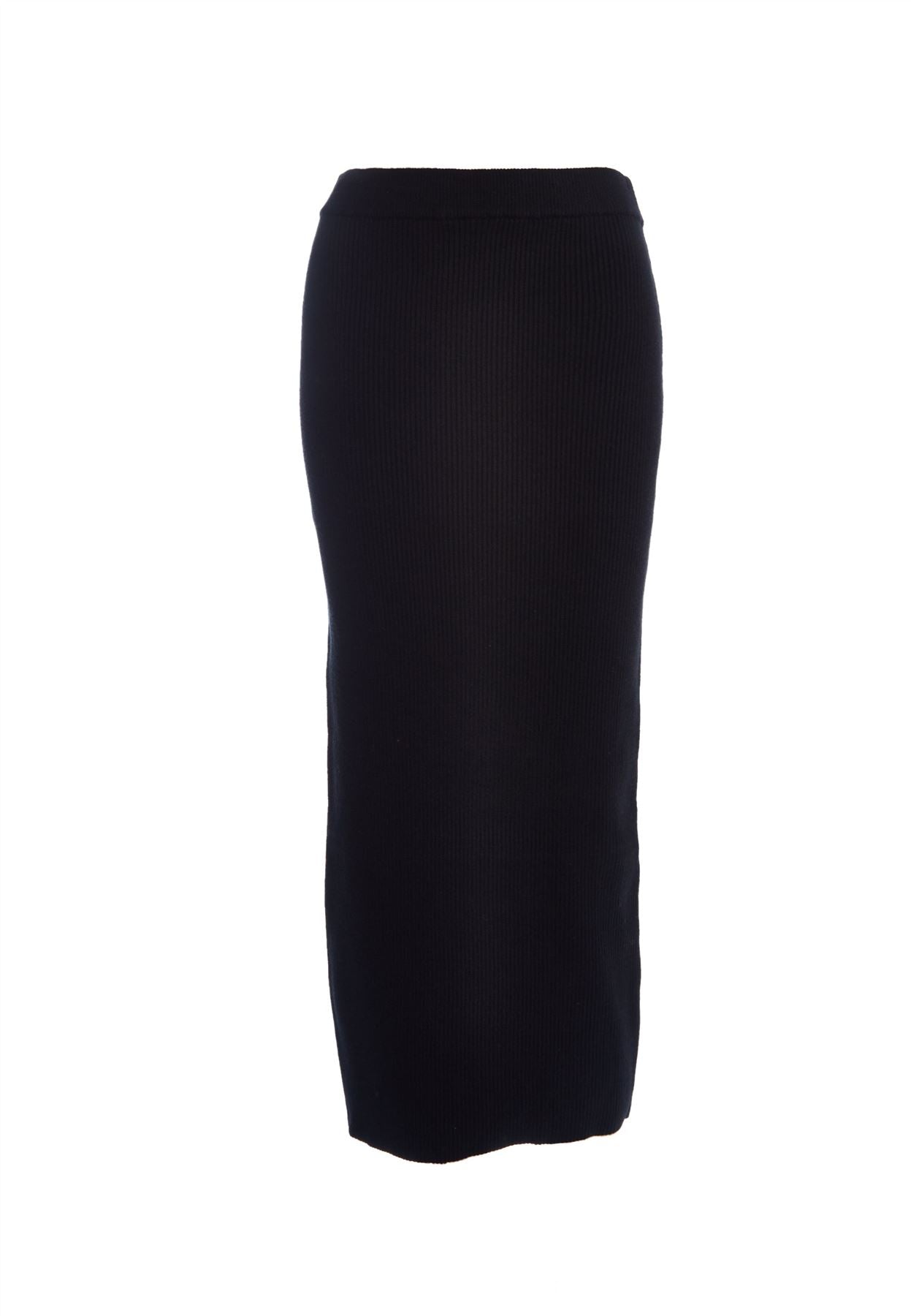 Black Ribbed Midaxi Skirt