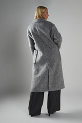 Grey Collared Midi-Coat
