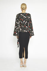 Long Stem Poppies Wrap Long Sleeve Top