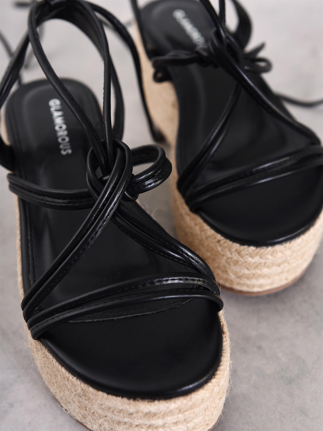 Black Lace Up Sandals