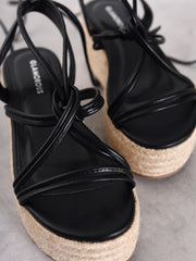 Black Lace Up Sandals