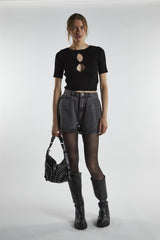 Black Cut-Out Crop-Top