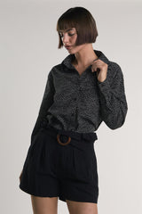 Black High-Waisted-Belted Shorts