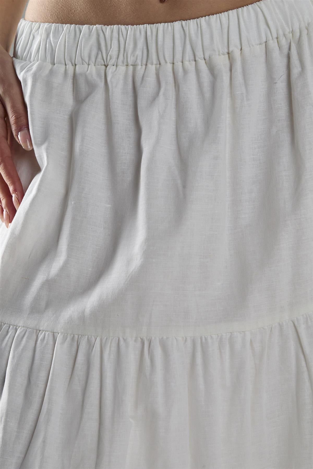 White Chiffon Tiered Midaxi-Skirt