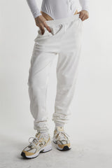 White Loopback Slouchy Fit Joggers