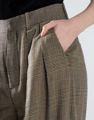 Stone Check Tailored High Waisted Trousers