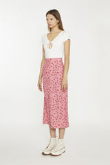 Pink Strawberry-Print Midaxi-Skirt