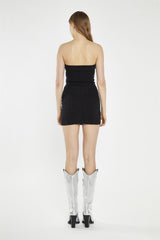 Denim Sleeveless Mini Dress - Washed Black