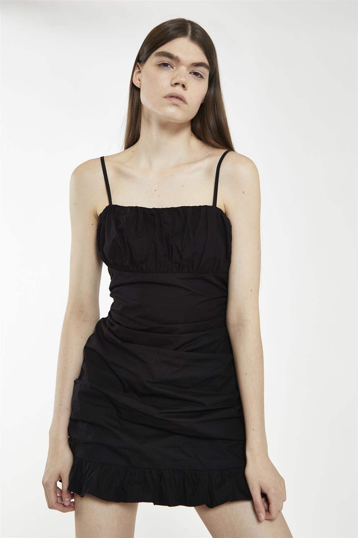 Black-Spaghetti-Strap Mini-Dress