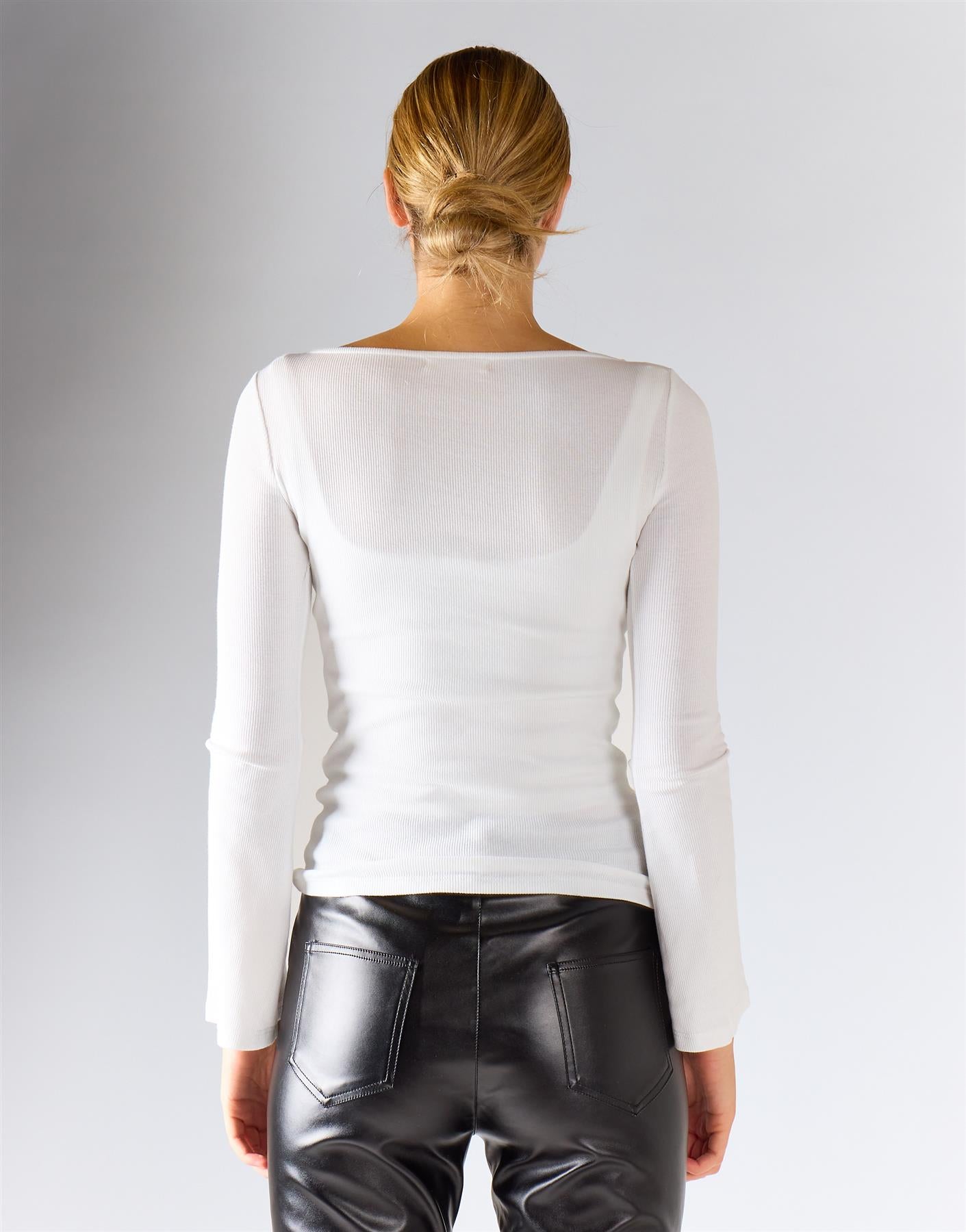 Glamorous White Top With Long Sleeves