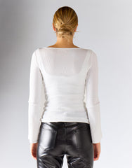 Glamorous White Top With Long Sleeves