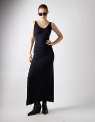 Black V-Neck Open Back Maxi Dress