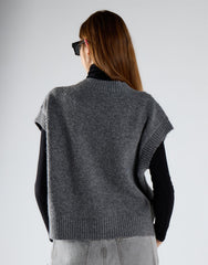 Dark Grey Marl Cable Knit Vest Top