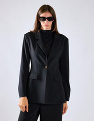 Black Cinched Waist Blazer