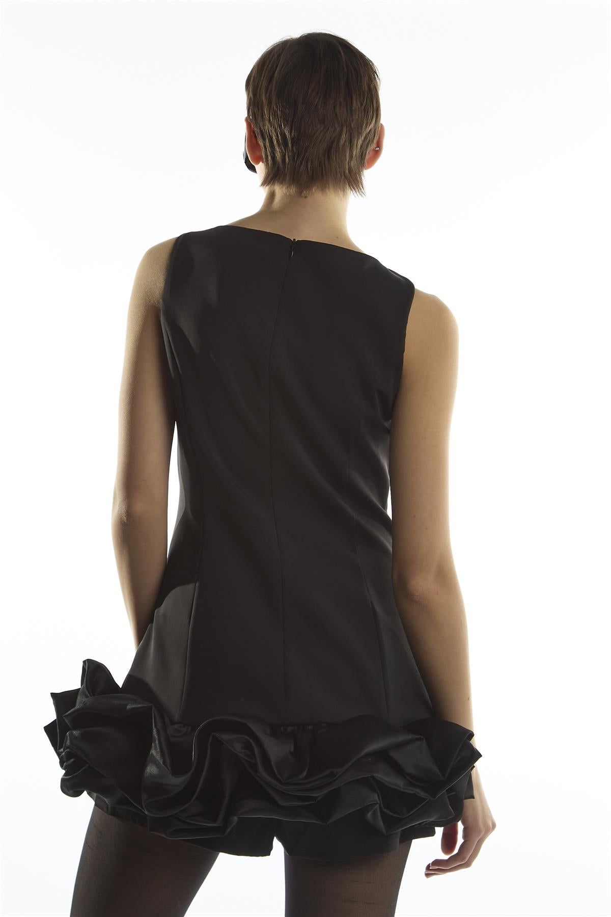 Ruffle Hem Playsuit - Harlee Black