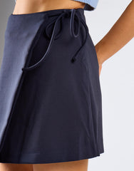 Navy Wrap Mini Skirt