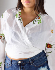 White Floral Blouse