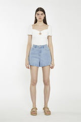 Sweetheart Neck Bodysuit - Off White Rib