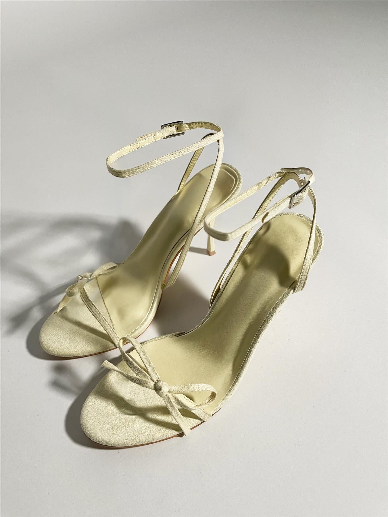 Lemon-Yellow-Micro Bow High-Heels