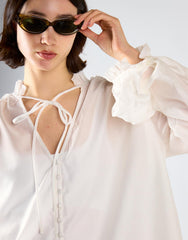 White Tie Chiffon Blouse