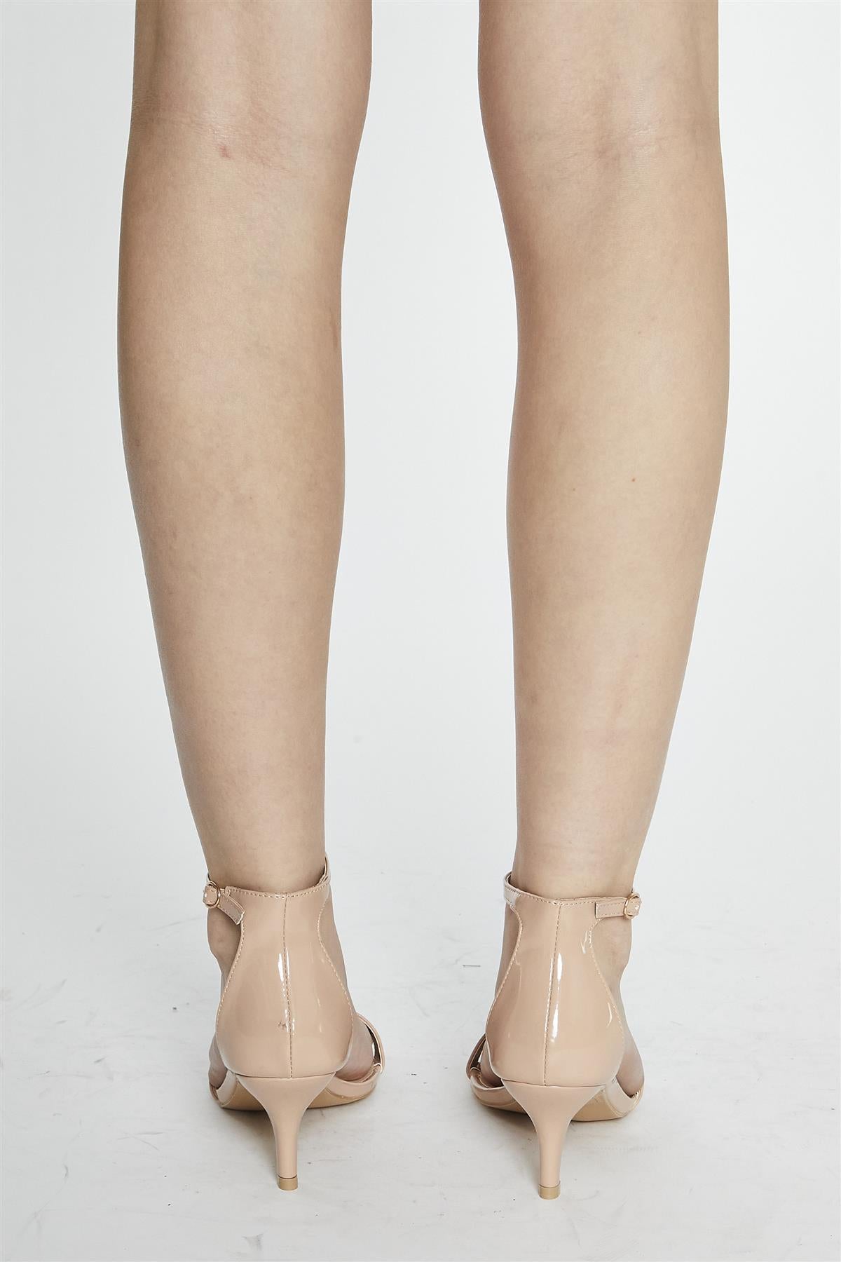 Nude Patent Strappy Mid Heel
