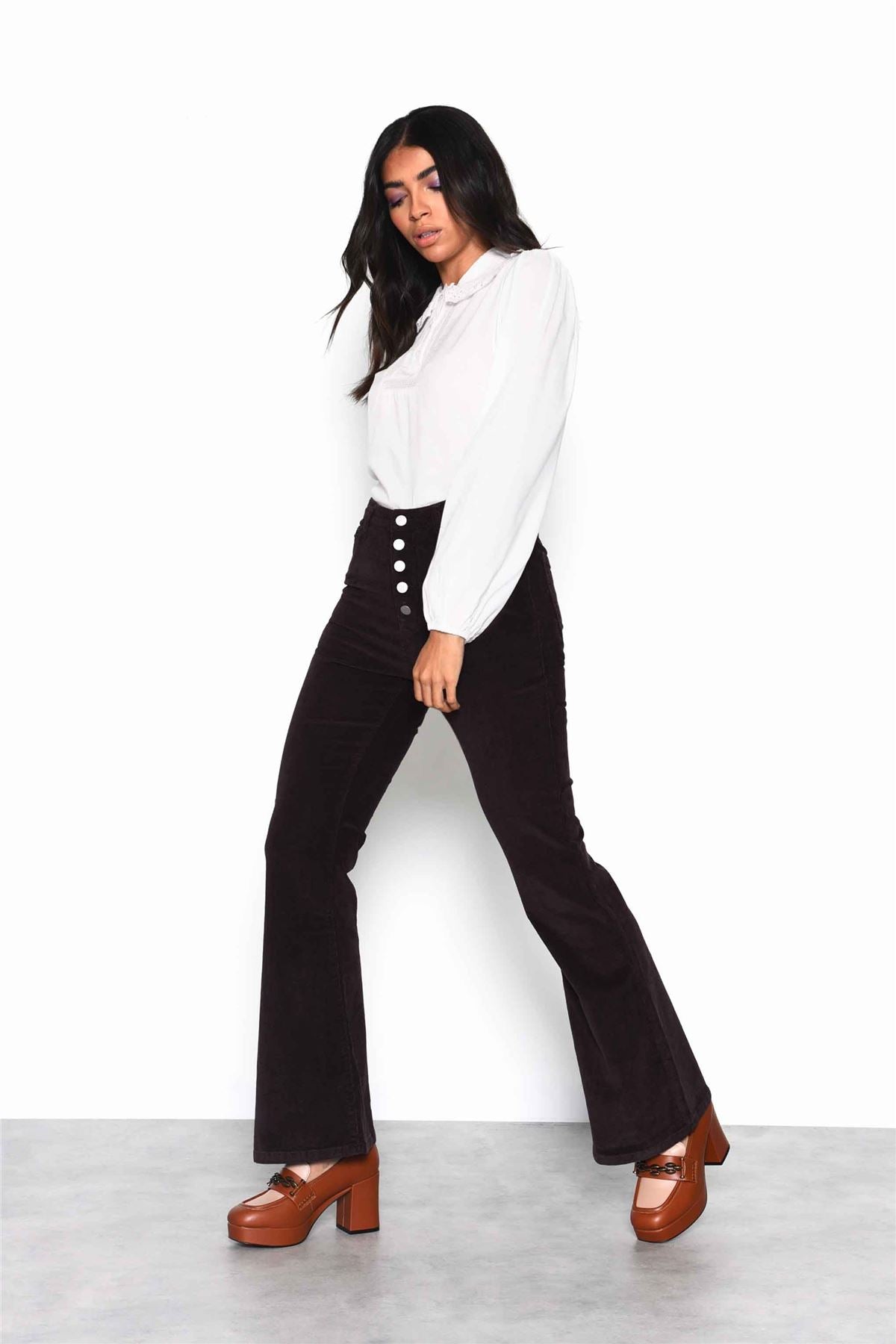 White Crop Top with Broderie Trim Collar