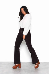 White Crop Top with Broderie Trim Collar