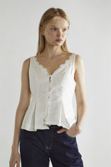 White Button-Front Top