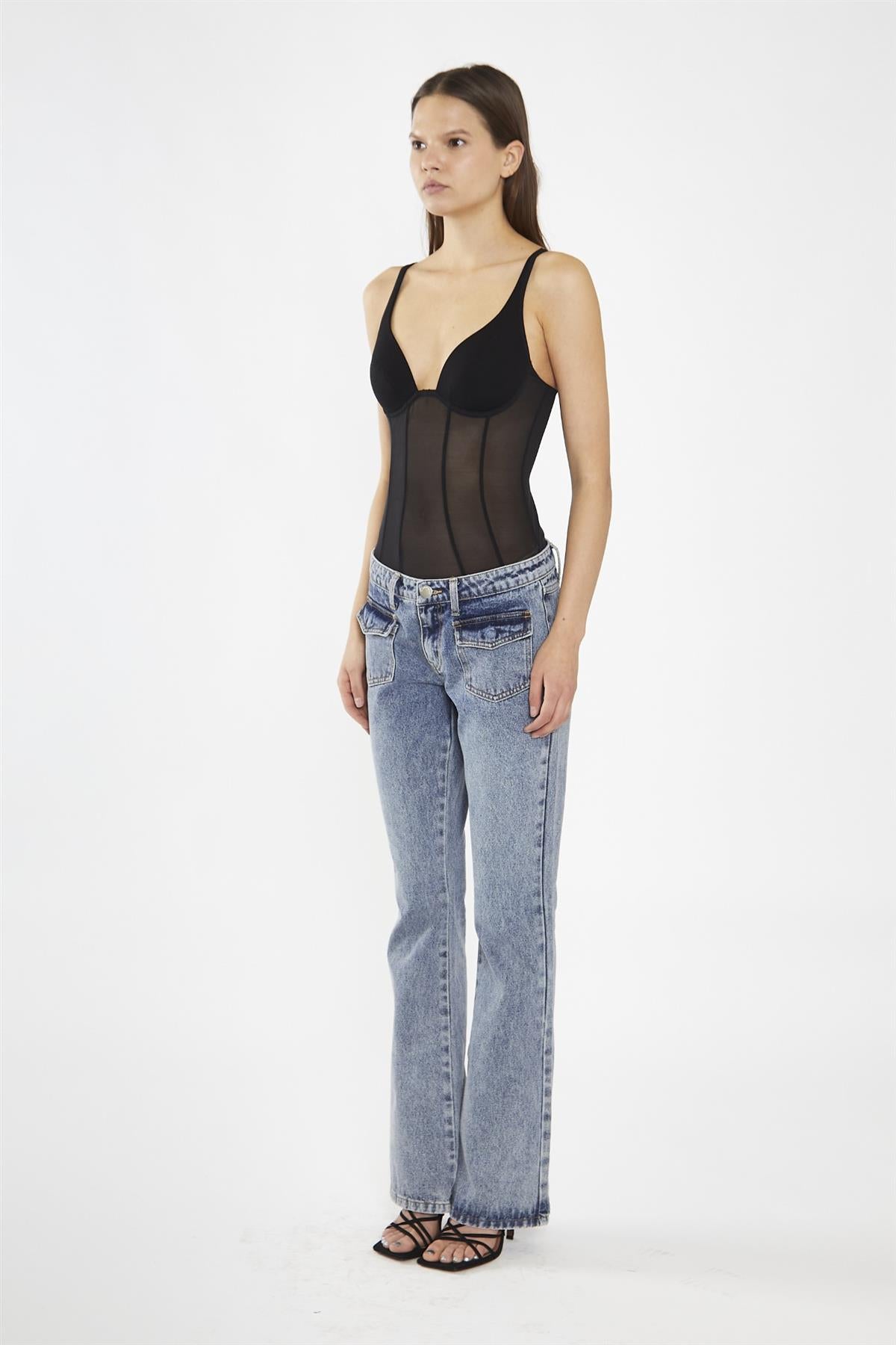 Black-Mesh Bodysuit