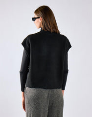 Black Cable Knit Vest Top