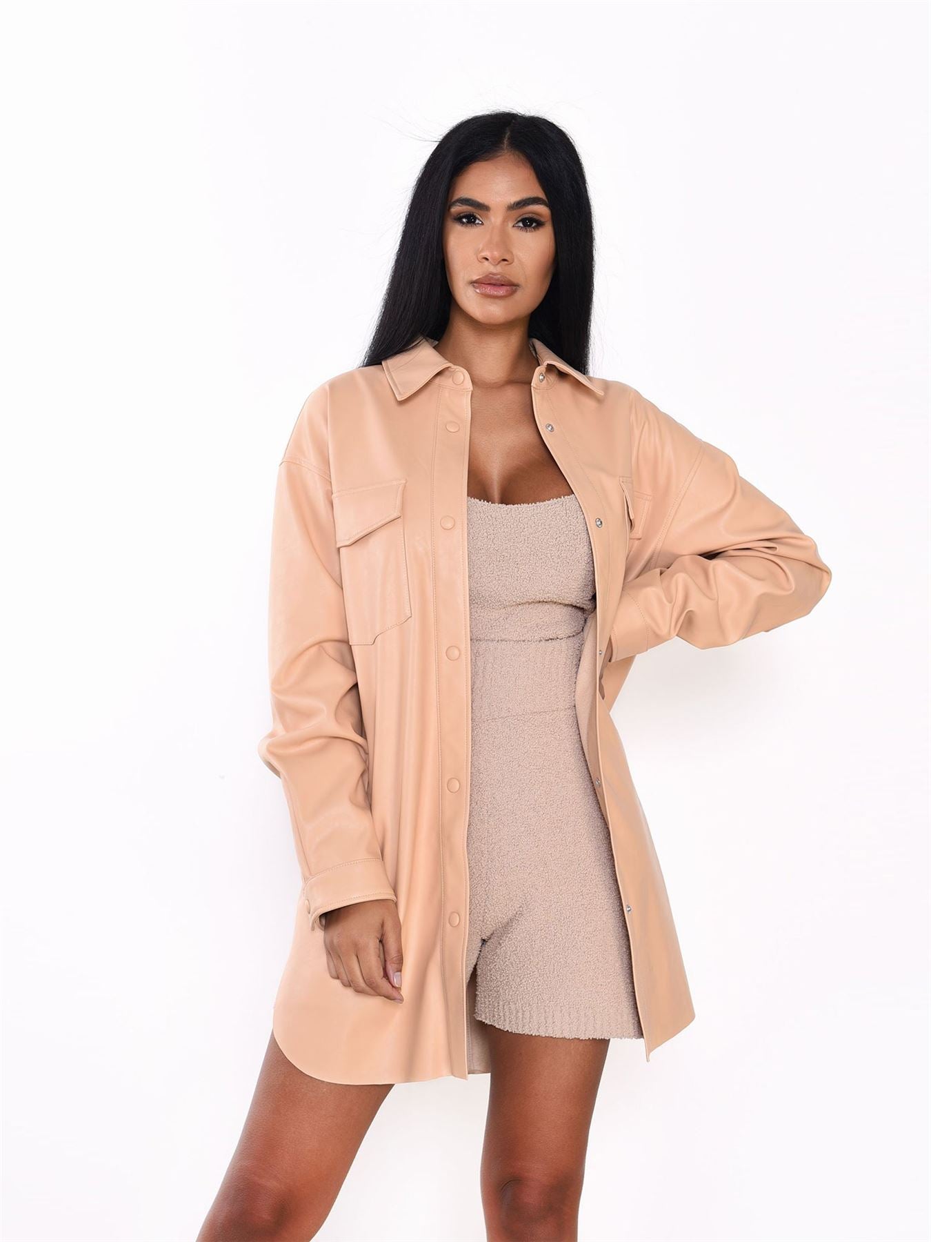 Honey PU Button Front Shirt