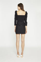 Black Button-Front Mini-Dress