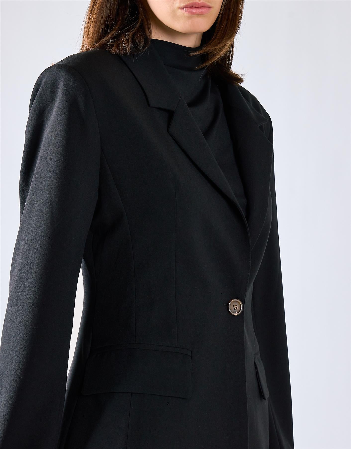 Black Cinched Waist Blazer