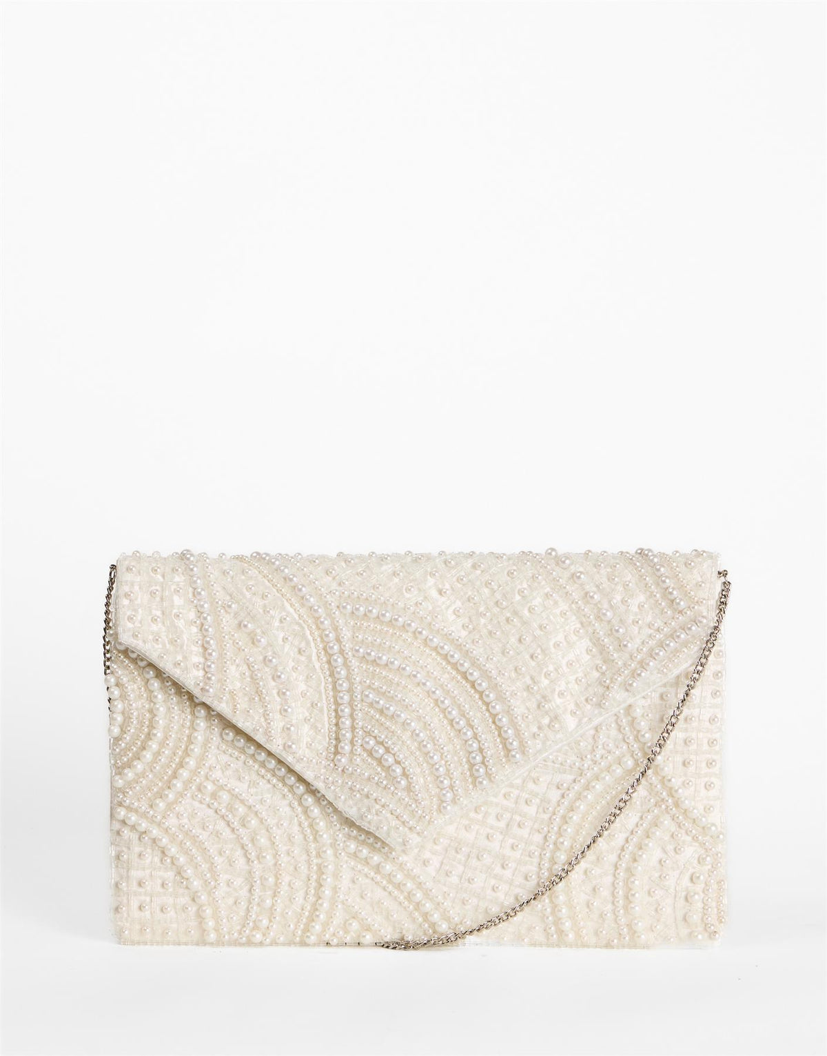 Off-White Pearl Swirl Envelope Clutch