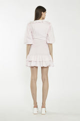 Light Pink Tie-Front V-Neck Mini-Dress