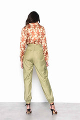 Tan Yellow Floral Long Sleeve Button Down Shirt