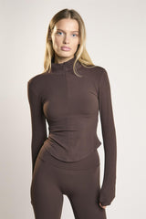 Signature Espresso Half-Zip Top.
