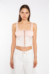 Peach-Pink Daisy Corset-Top