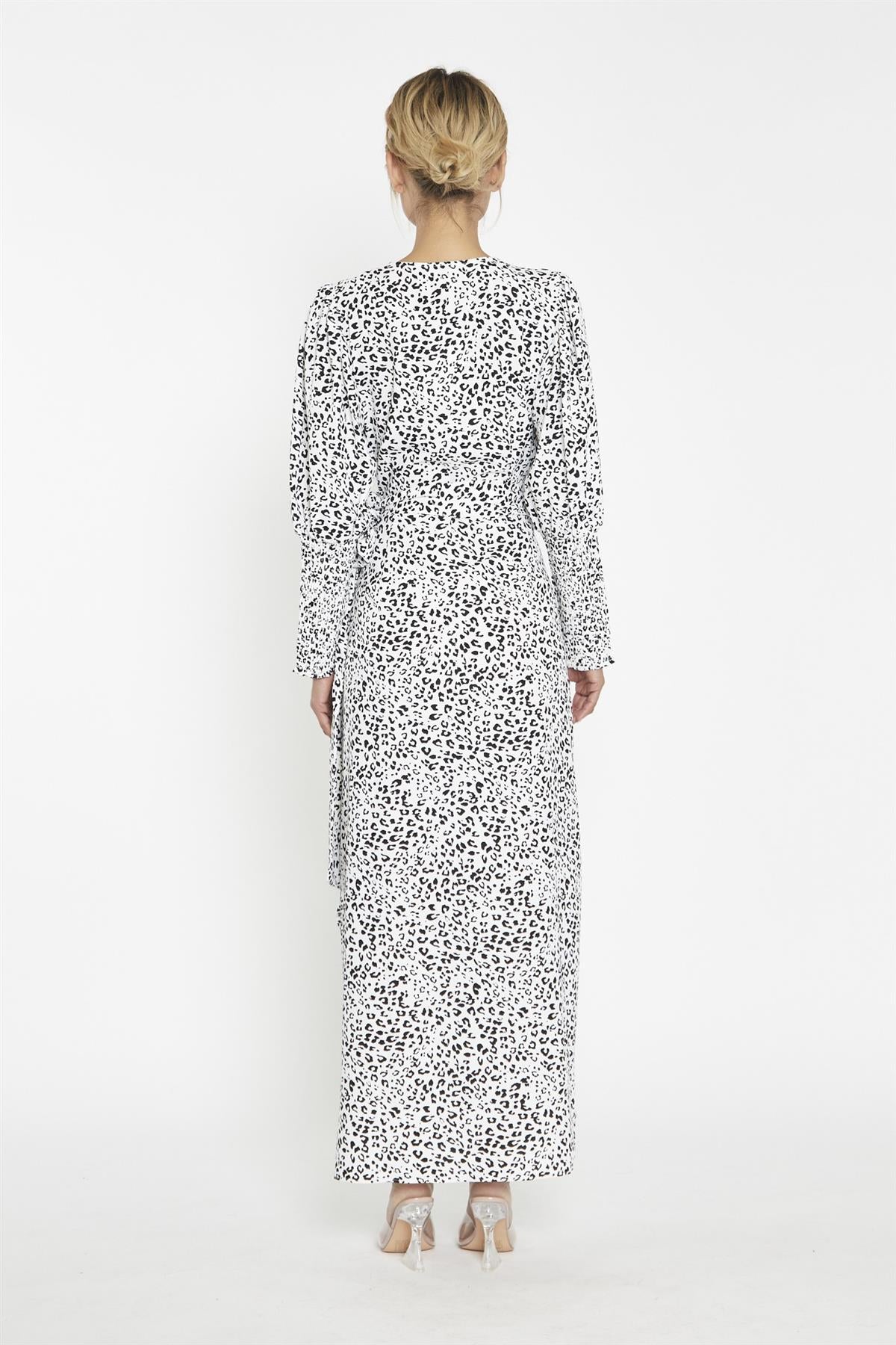 Snow Leopard Wrap Maxi-Dress