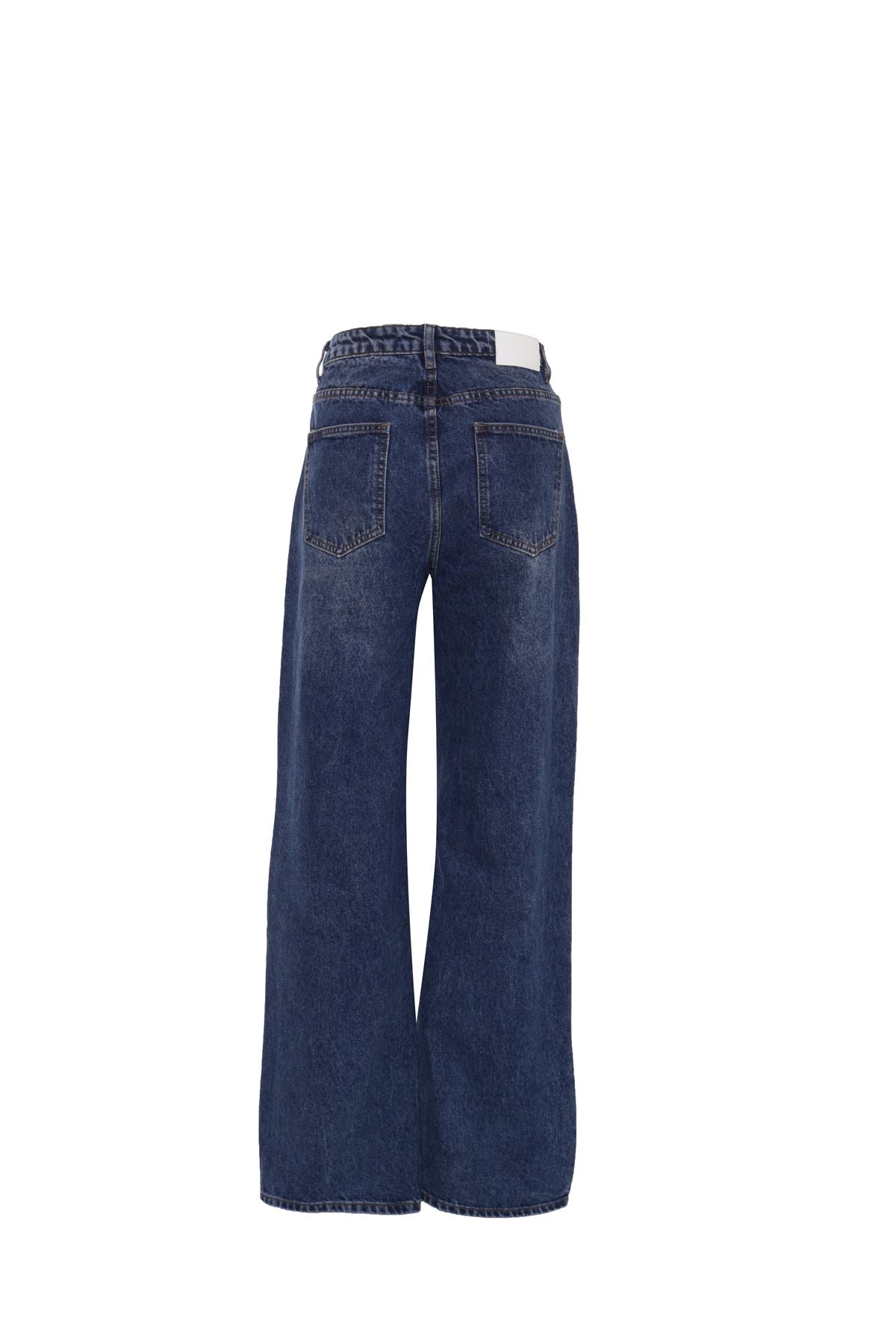 Wide Leg Jeans - Dark Blue Stonewash