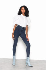 Ink-Blue High-Waisted Skinny-Jeans