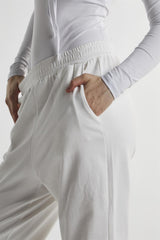White Loopback Slouchy Fit Joggers