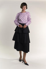 Pink Ditsy Cotton Ruffle Blouse